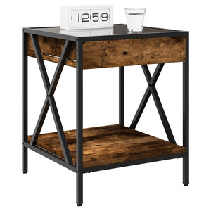 Comodino con LED Infinity-Tavolino da notte Rovere Fumo 40x40x49 cm 237125