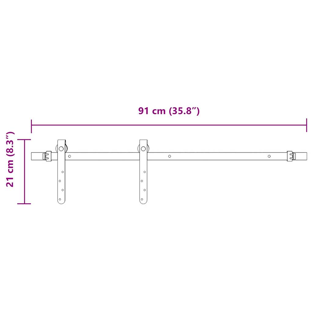 Kit Anta Scorrevole per Armadio 91 cm in Acciaio al Carbonio
