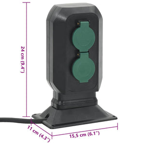 Presa da Esterno con Picchetto 2 Vie Nera e Verde 15,5x11x24cm 4010100