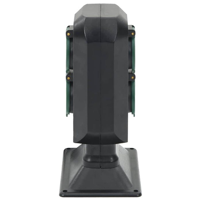 vidaXL Presa da Esterno con Picchetto 4 Vie Nera e Verde 15,5x11x24cm