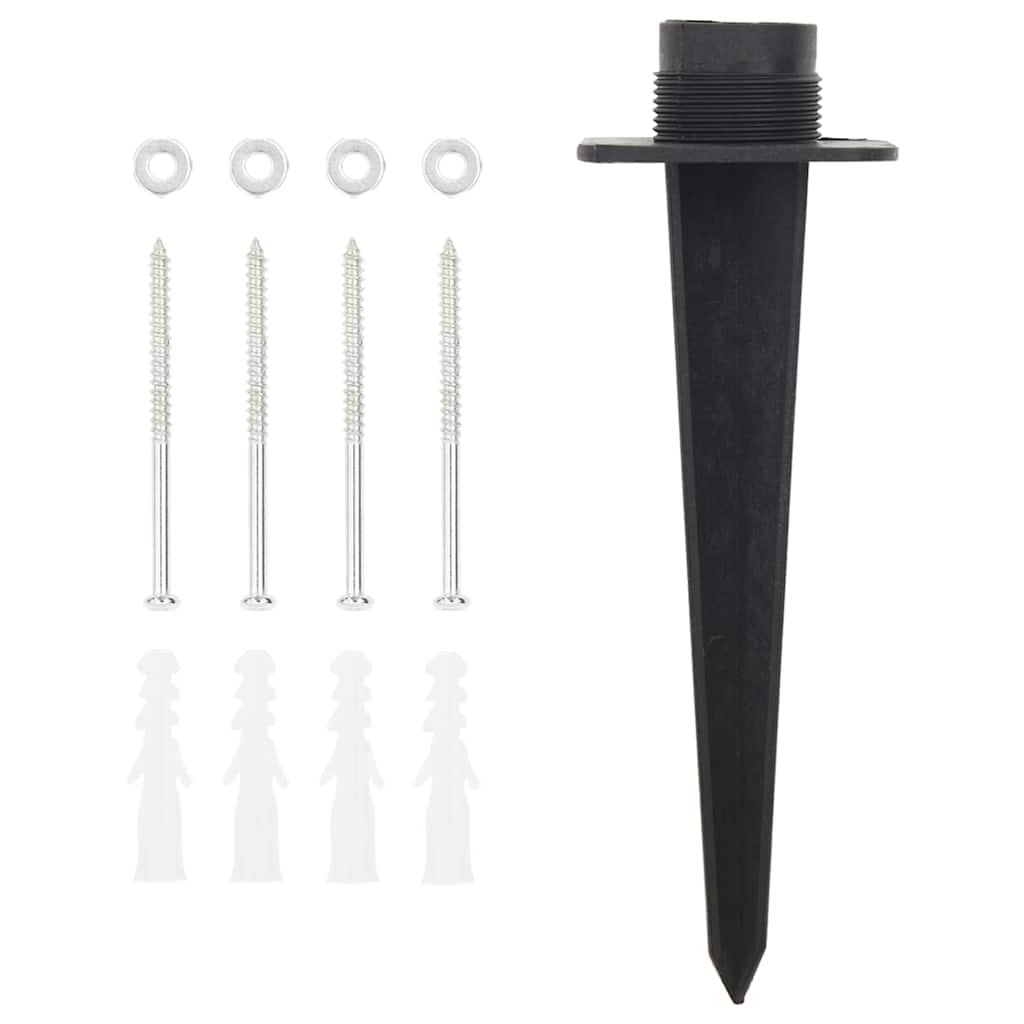 vidaXL Presa da Esterno con Picchetto 4 Vie Nera e Verde 15,5x11x24cm