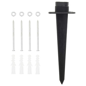 vidaXL Presa da Esterno con Picchetto 4 Vie Nera e Verde 15,5x11x24cm