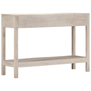 Tavolo Consolle Bianco 110x35x75cm Legno Massello di Mango 4009375