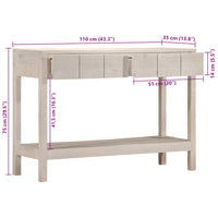 vidaXL Tavolo Consolle Bianco 110x35x75cm Legno Massello di Mango