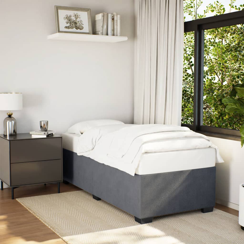 vidaXL Giroletto senza Materasso Grigio Scuro 90x200 cm Velluto