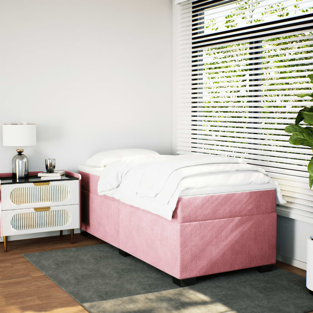 Giroletto a Molle con Materasso-Struttura Letto con Materasso Rosa 100x200 cm in Velluto