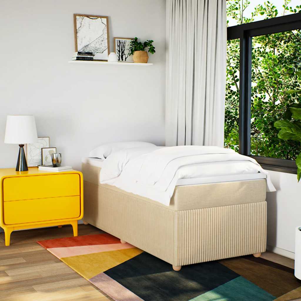 vidaXL Giroletto a Molle con Materasso Crema 90x190 cm in Tessuto