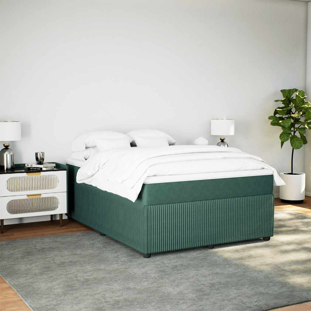 vidaXL Giroletto a Molle con Materasso Verde Scuro 140x200 cm Velluto
