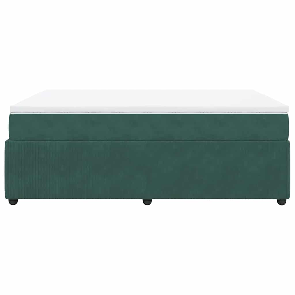 vidaXL Giroletto a Molle con Materasso Verde Scuro 140x200 cm Velluto