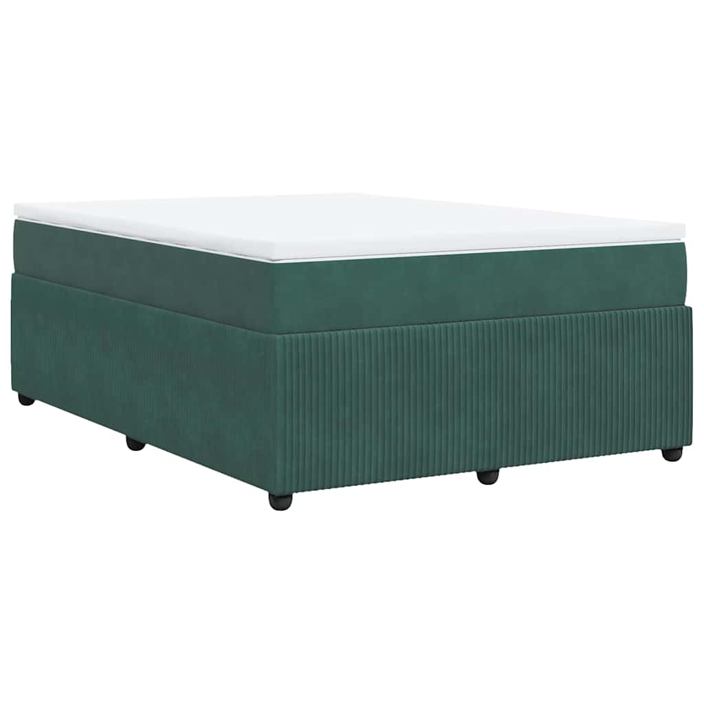 vidaXL Giroletto a Molle con Materasso Verde Scuro 140x200 cm Velluto