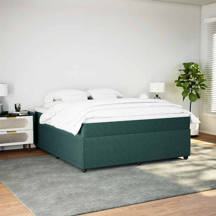 vidaXL Giroletto a Molle con Materasso Verde Scuro 180x200 cm Velluto