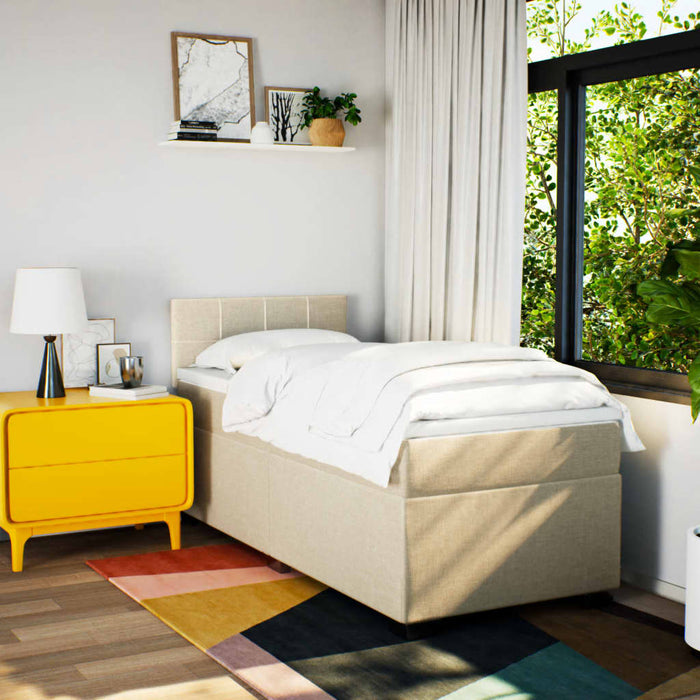 Giroletto a Molle con Materasso-Struttura Letto con Materasso Crema 80x200 cm inTessuto 455553