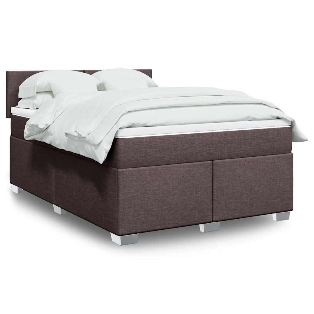 vidaXL Giroletto a Molle con Materasso Marrone Scuro 140x190cm Tessuto