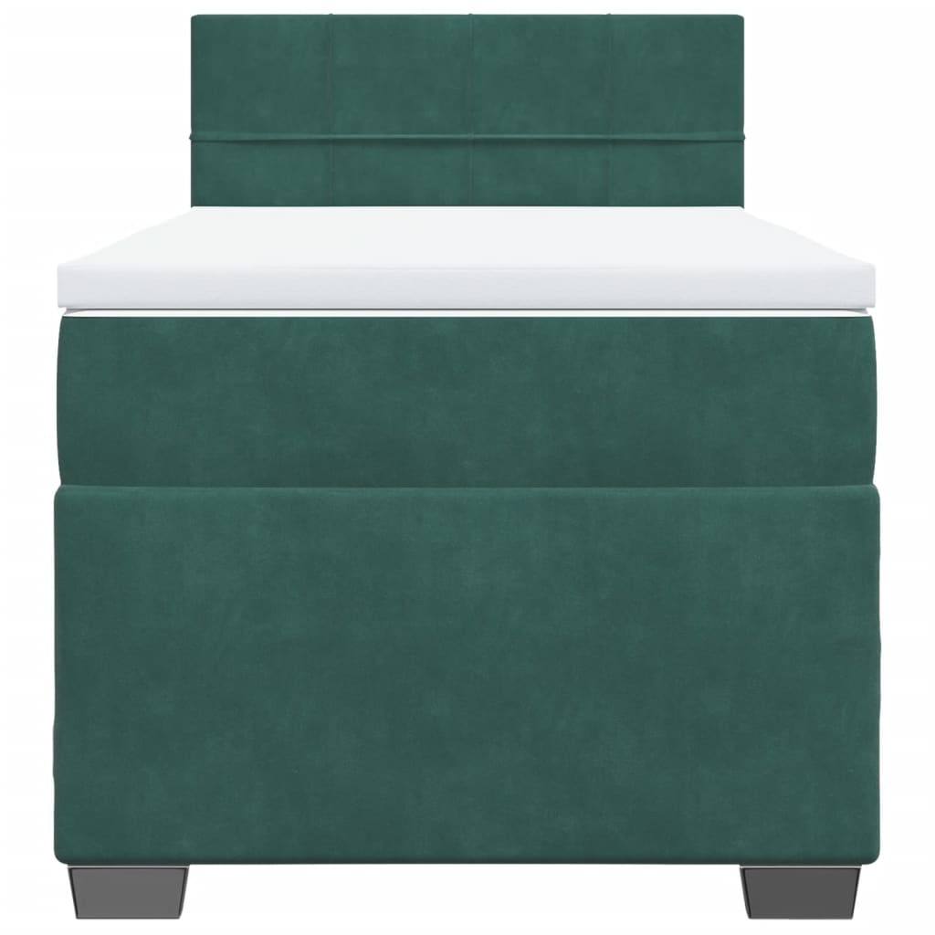 Giroletto a Molle con Materasso Verde Scuro 80x200 cm Velluto