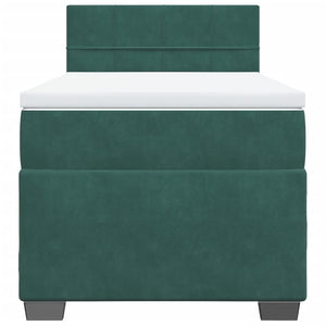 Giroletto a Molle con Materasso Verde Scuro 80x200 cm Velluto