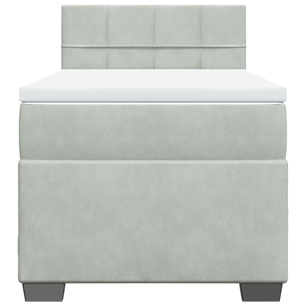 Giroletto a Molle con Materasso Grigio Chiaro 90x200 cm Velluto 3286222