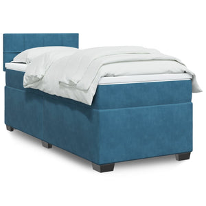 vidaXL Giroletto a Molle con Materasso Blu Scuro 100x200 cm in Velluto