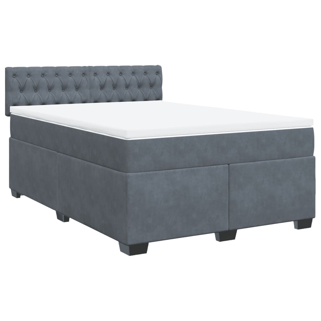 vidaXL Giroletto a Molle con Materasso Grigio Scuro 140x200 cm Velluto