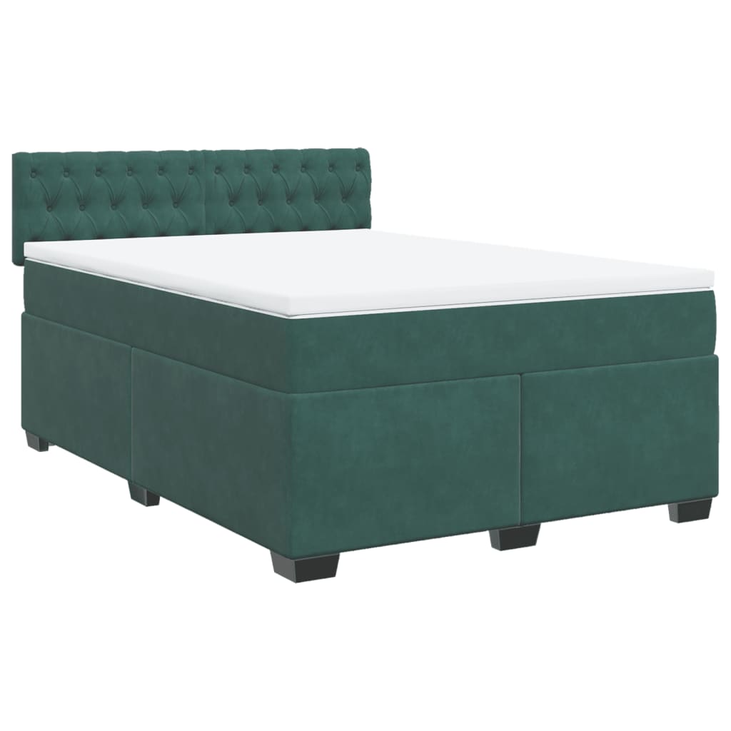 vidaXL Giroletto a Molle con Materasso Verde Scuro 160x200 cm Velluto