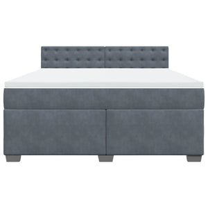 Giroletto a Molle con Materasso Grigio Scuro 180x200 cm Velluto