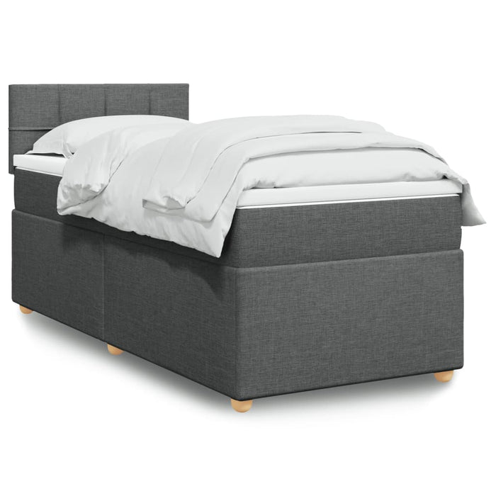 vidaXL Letto a Molle con Materasso Grigio Scuro Singolo in Tessuto