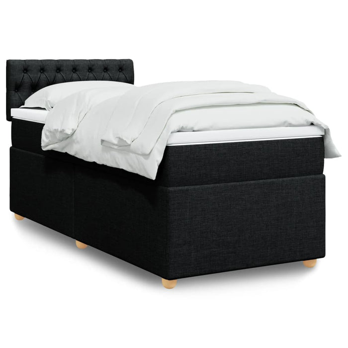 Letto a Molle con Materasso Nero Singolo in Tessuto 3286861