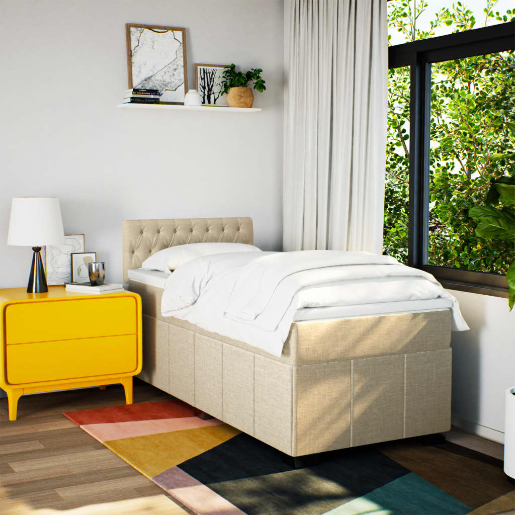 Giroletto a Molle con Materasso Crema 80x200 cm inTessuto