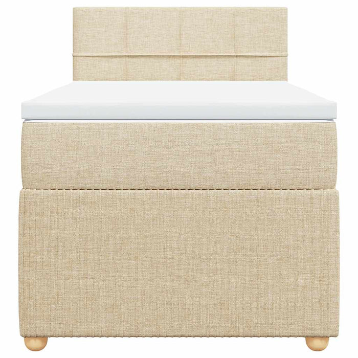 Giroletto a Molle con Materasso Crema 90x190 cm in Tessuto