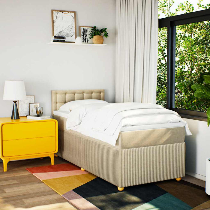 vidaXL Giroletto a Molle con Materasso Crema 100x200 cm in Tessuto