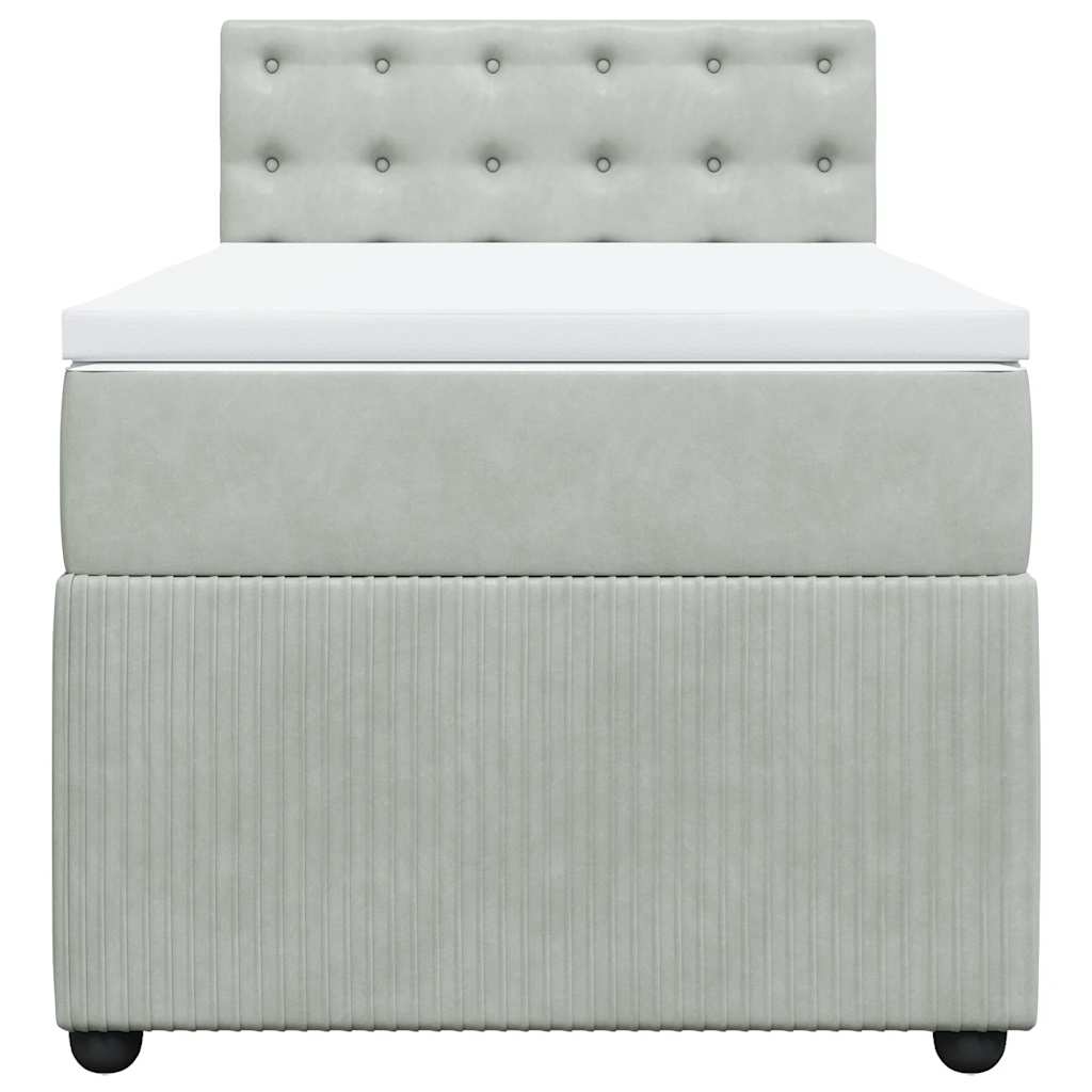 Giroletto a Molle con Materasso Grigio Chiaro 90x200 cm Velluto 3287638