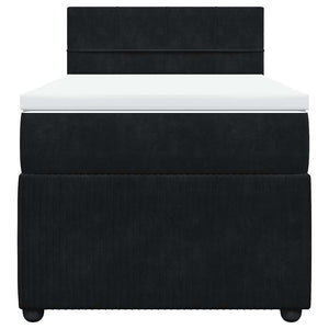 Giroletto a Molle con Materasso Nero 90x200 cm in Velluto