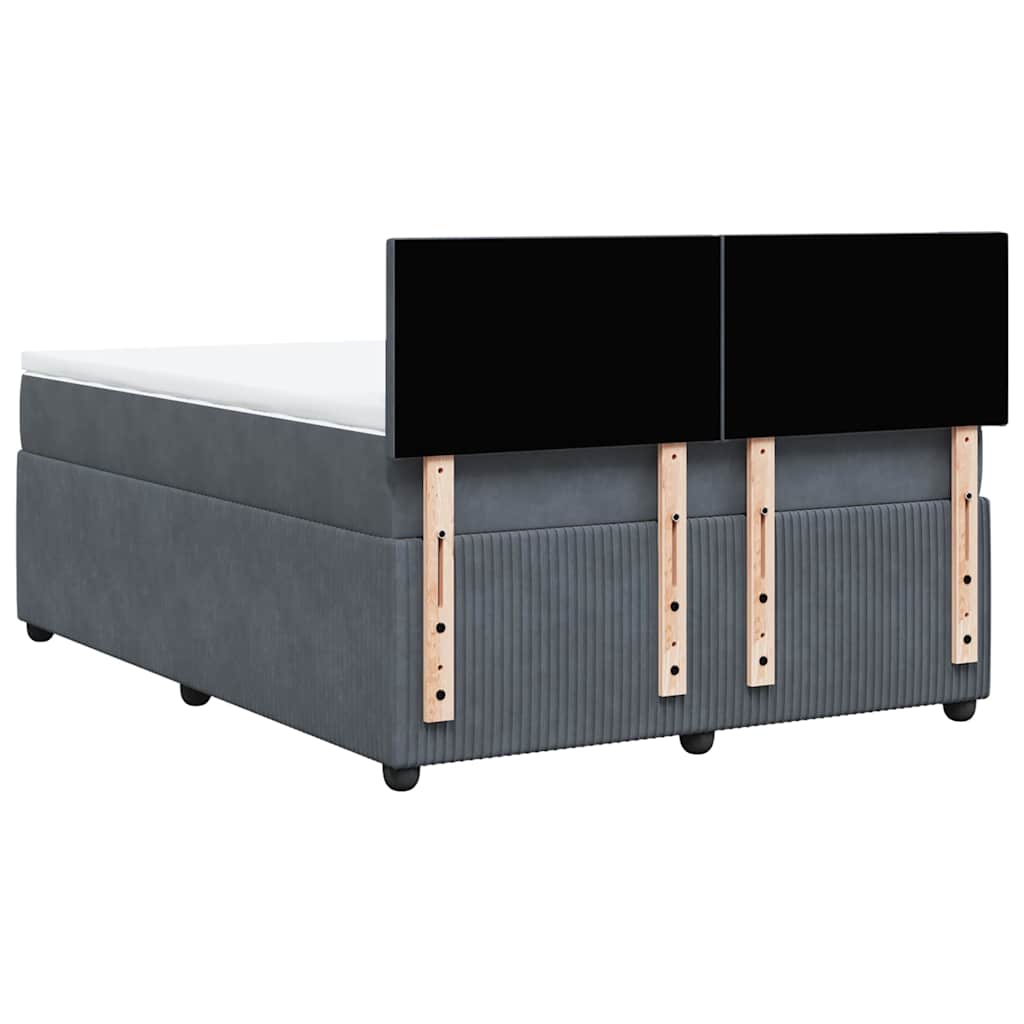 vidaXL Giroletto a Molle con Materasso Grigio Scuro 140x200 cm Velluto