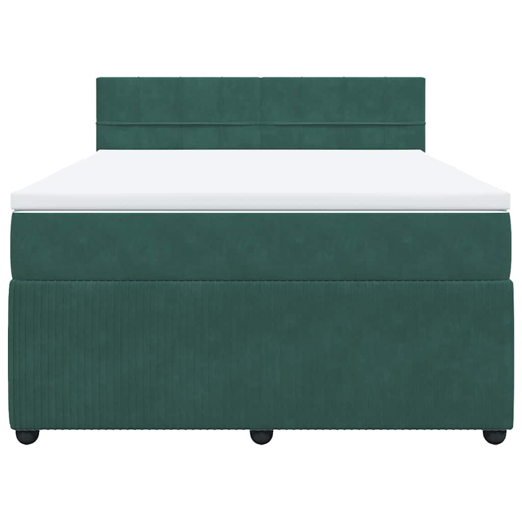 Giroletto a Molle con Materasso Verde Scuro 140x200 cm Velluto 3287761