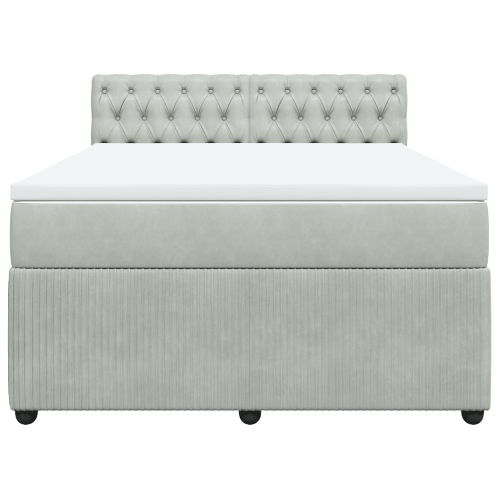 Giroletto a Molle con Materasso Grigio Chiaro 140x200cm Velluto 3287764