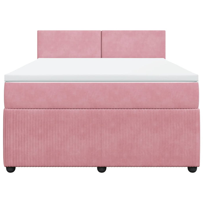 Giroletto a Molle con Materasso Rosa 160x200 cm in Velluto 3287781