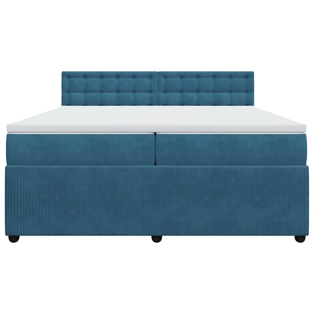 Giroletto a Molle con Materasso Blu 200x200 cm in Velluto