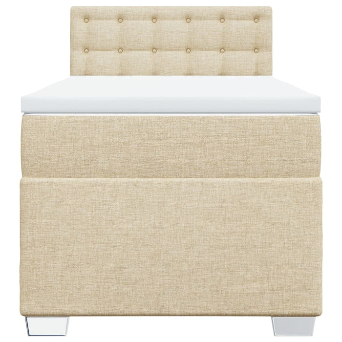 vidaXL Giroletto a Molle con Materasso Crema 90x190 cm in Tessuto