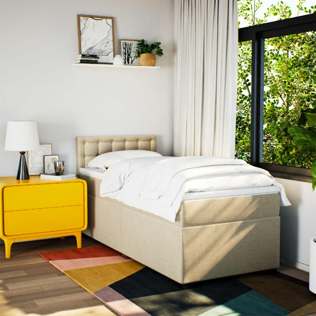 Giroletto a Molle con Materasso Crema 90x200 cm inTessuto