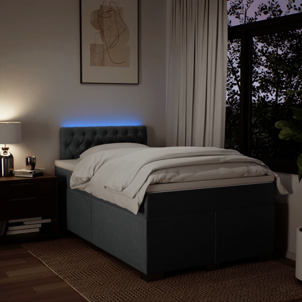 Giroletto a Molle con Materasso Grigio Scuro 120x200 cm Tessuto