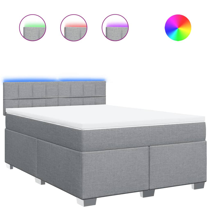 Giroletto a Molle con Materasso Grigio Chiaro 140x200cm Tessuto