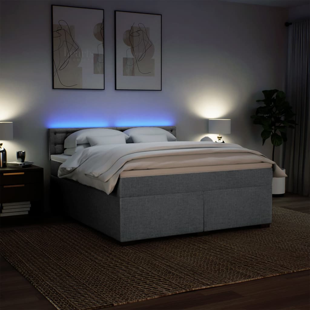 vidaXL Giroletto a Molle con Materasso Grigio Chiaro180x200 cm Tessuto