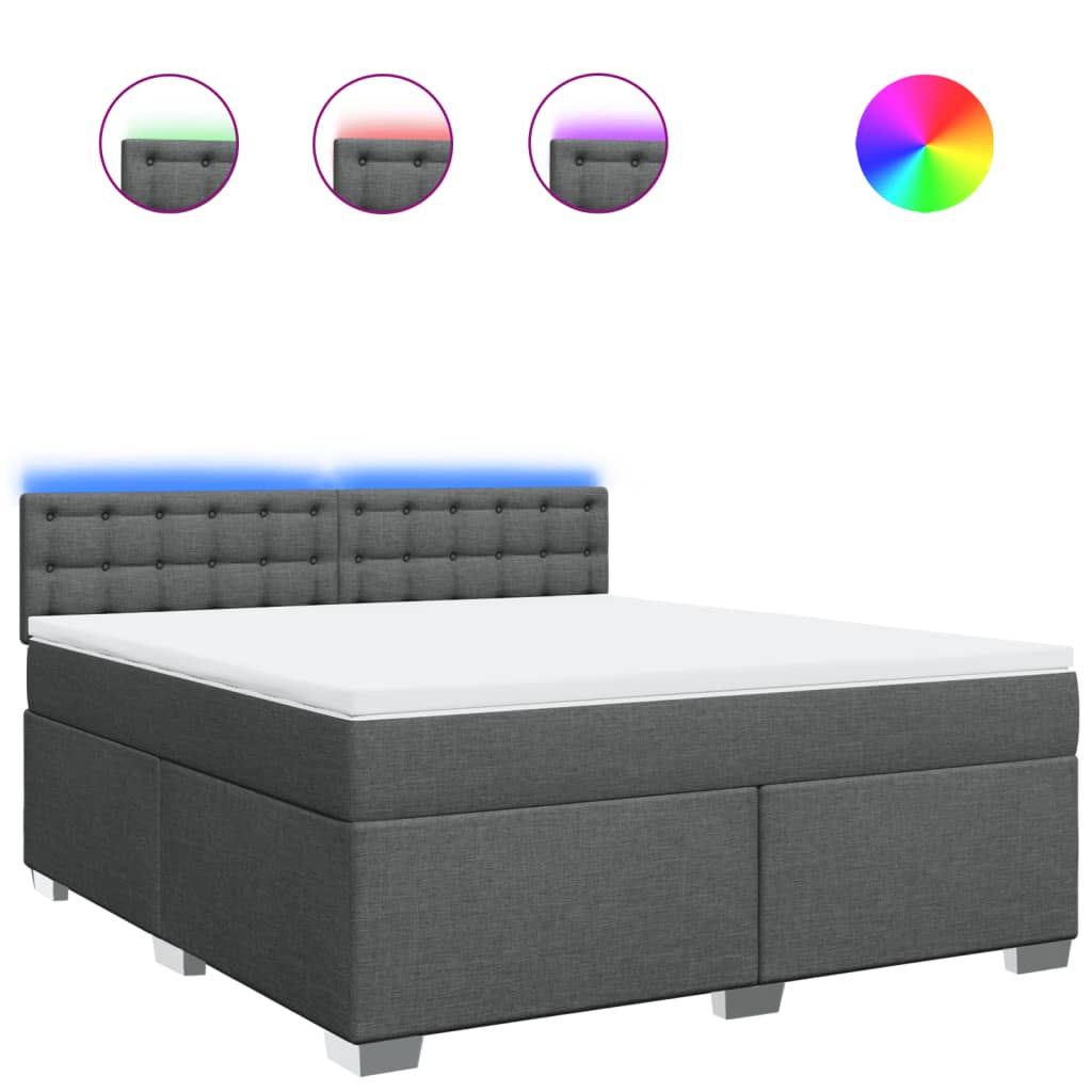 vidaXL Giroletto a Molle con Materasso Grigio Scuro 180x200 cm Tessuto