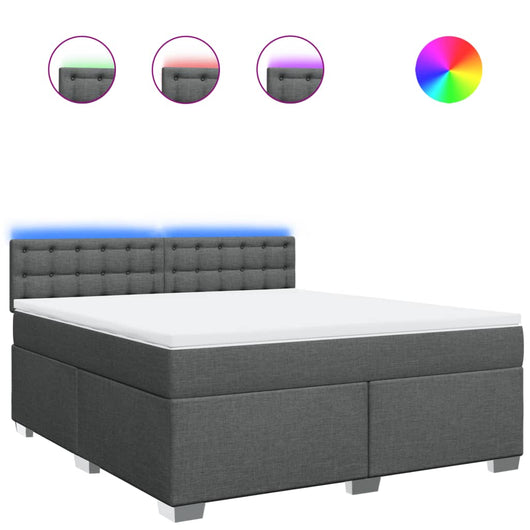 vidaXL Giroletto a Molle con Materasso Grigio Scuro 180x200 cm Tessuto