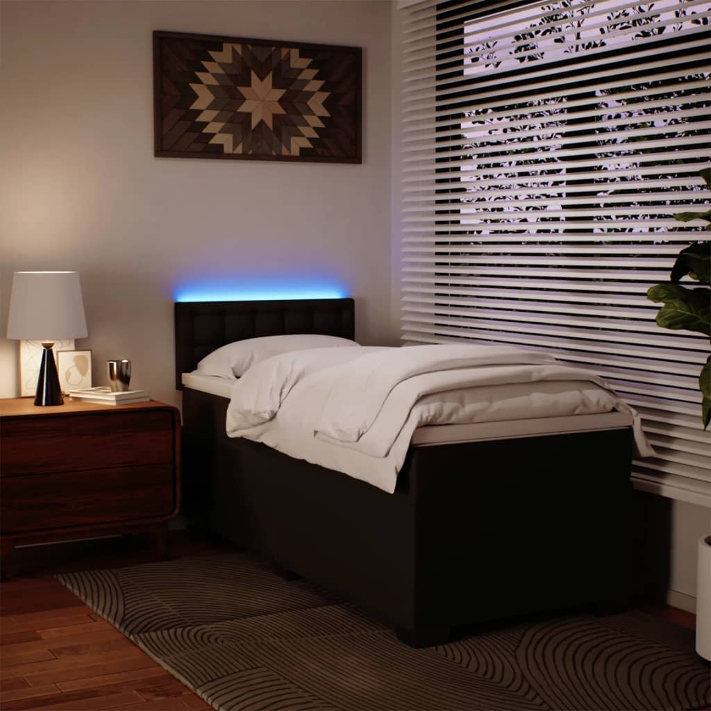 Giroletto a Molle con Materasso-Struttura Letto Nero 80x200 cm in Similpelle 255911