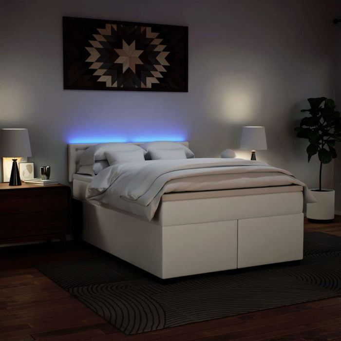 vidaXL Giroletto a Molle con Materasso Bianco 160x200 cm in Similpelle