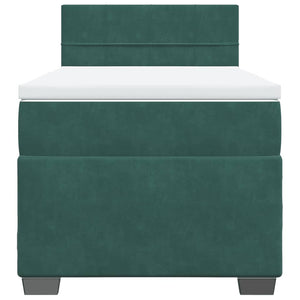 Giroletto a Molle con Materasso Verde Scuro 80x200 cm Velluto