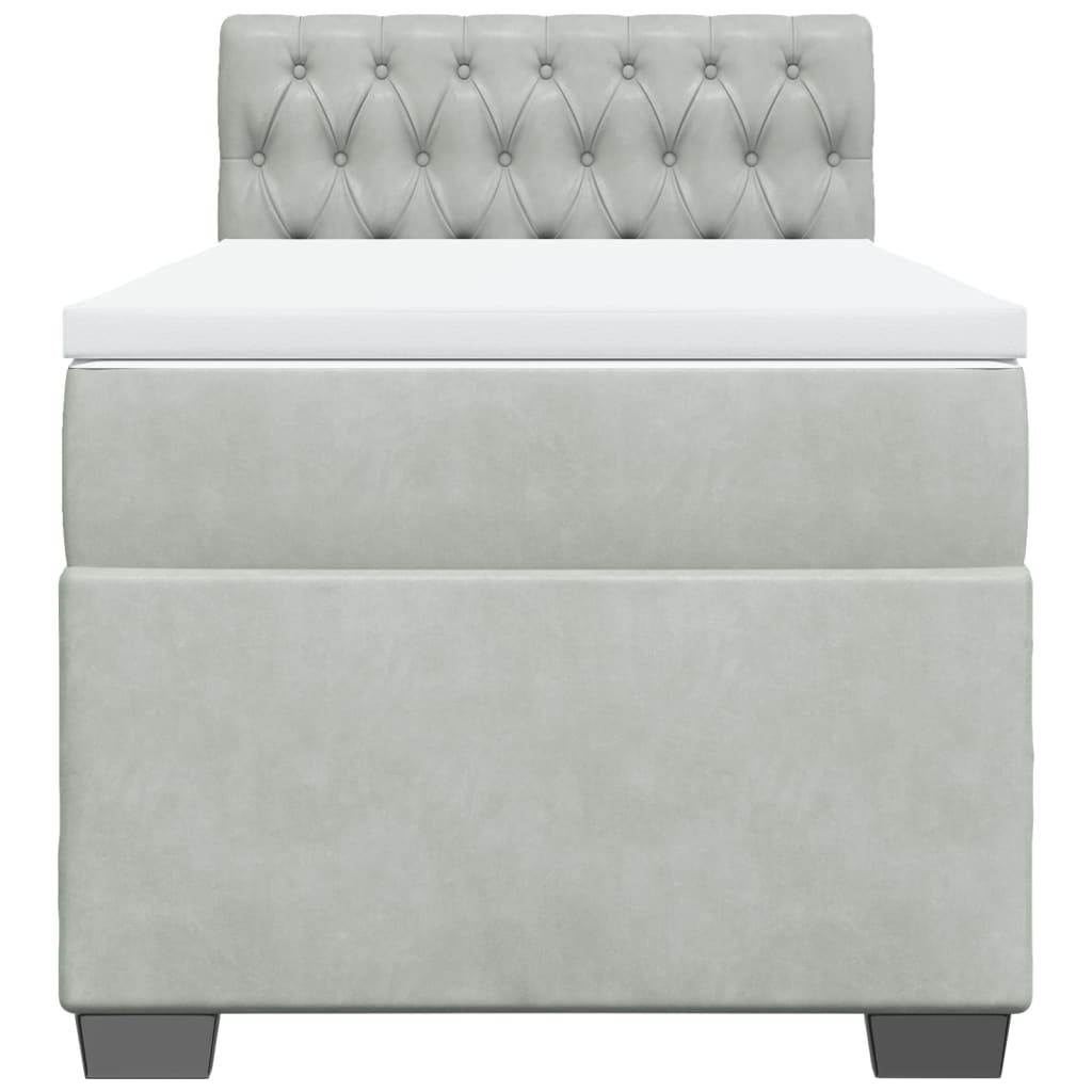 Giroletto a Molle con Materasso Grigio Chiaro 90x190 cm Velluto 3288492