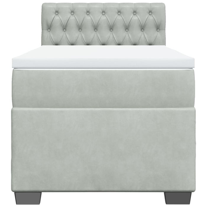 Giroletto a Molle con Materasso Grigio Chiaro 90x190 cm Velluto 3288492