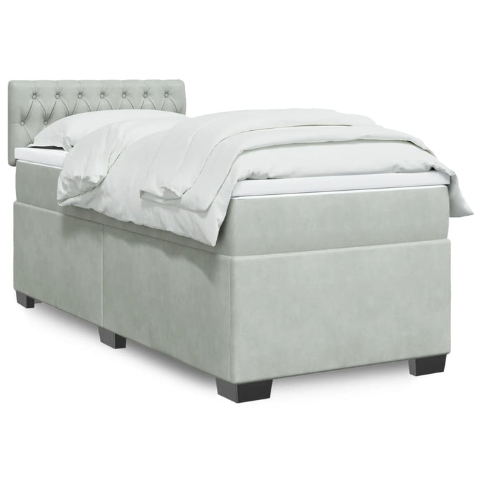 Giroletto a Molle con Materasso Grigio Chiaro 90x190 cm Velluto 3288492