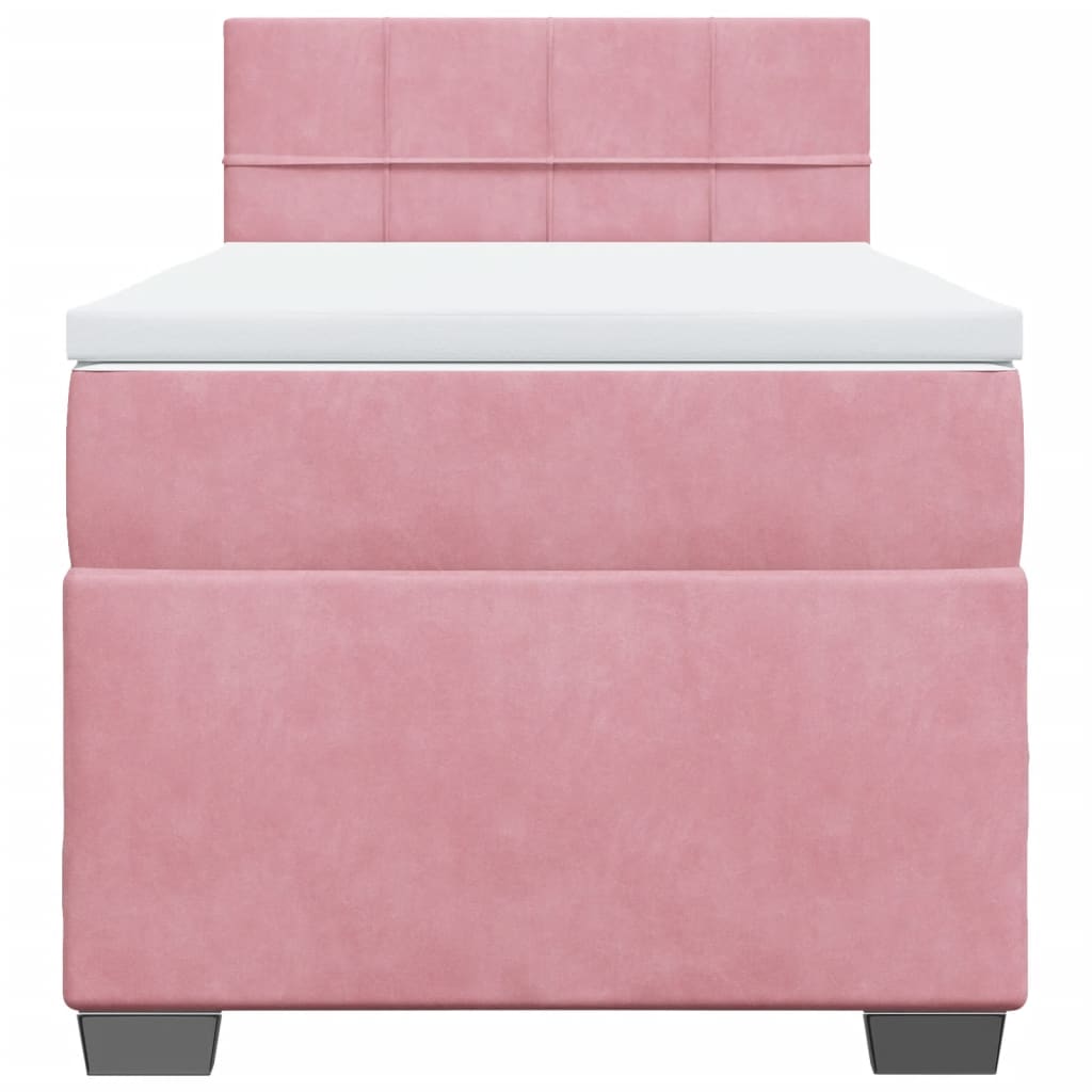 Giroletto a Molle con Materasso Rosa 90x190 cm in Velluto
